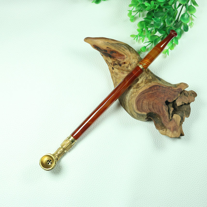 新品玛瑙烟锅玉石龙头铜烟斗可拆卸老式烟袋锅烟杆烟嘴烟具过滤款