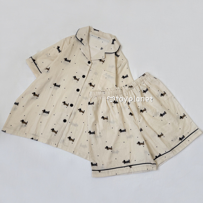 全棉双层纱布夏季薄款短袖家居服