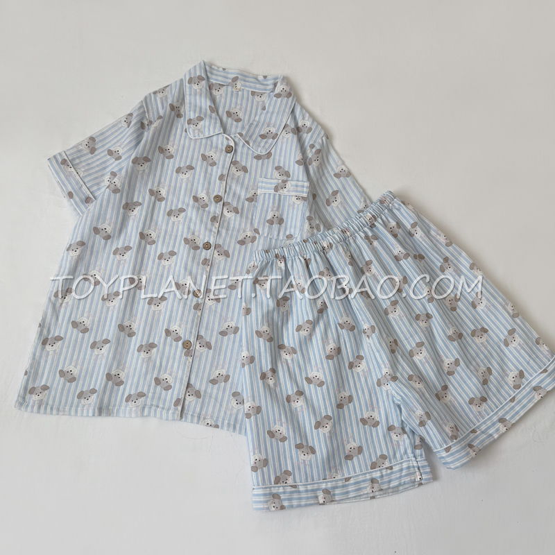 A类纯棉纱布可爱卡通睡衣套装