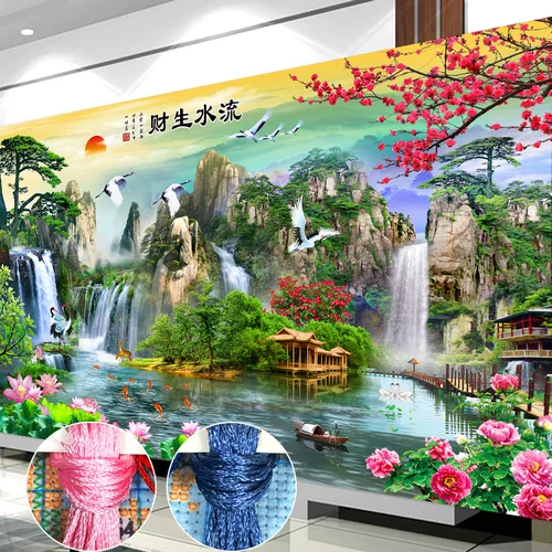 Линейная вышивка пересечение 2023 Новая вышиваемая ландшафтная пейзажная живопись.