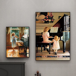 起贝钢琴上方装饰画音乐教室挂画古典音乐艺术培训班房间琴行壁画