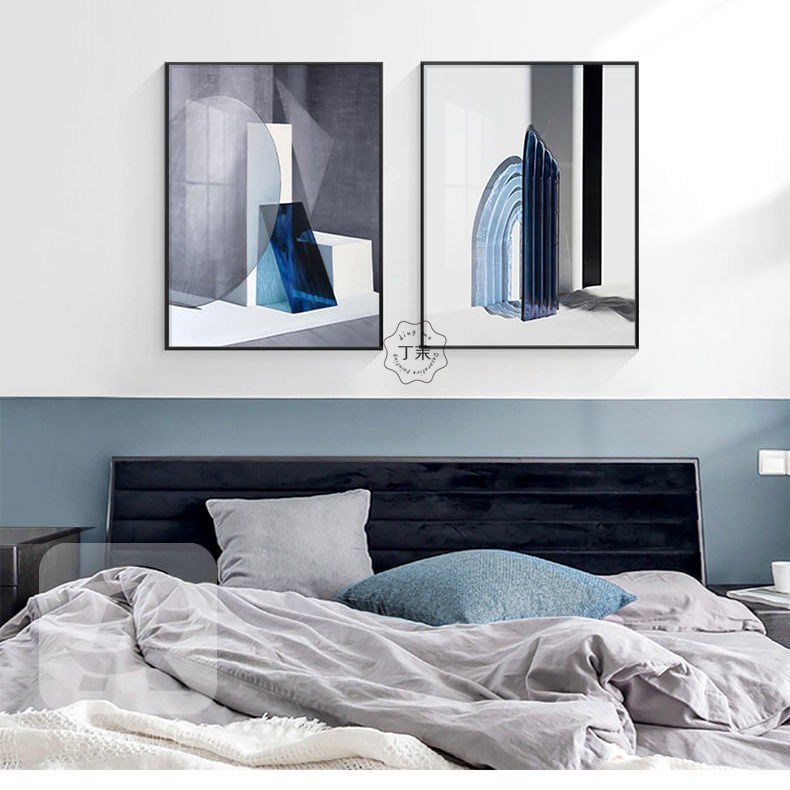蓝色幻想卧室装饰画北欧现代主卧床头挂画沙发背景墙壁画客厅画