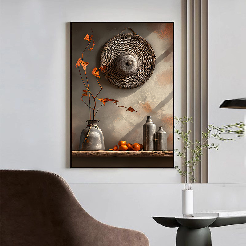 WABI-SABI 스타일의 현대적인 빛 럭셔리 거실 바닥 매달려 그림 입구 장식 그림 중국 스타일의 하이 엔드 소파 배경 벽화