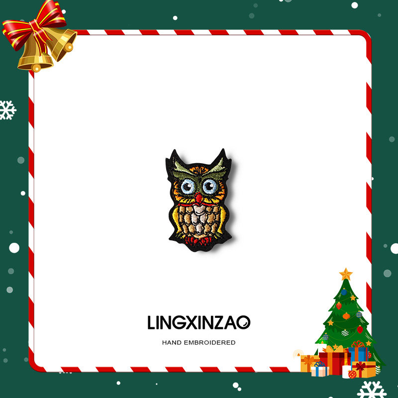 圣诞节胸针圣诞猫头鹰别针配饰毛衣大衣围巾装饰品卡通精致刺绣品