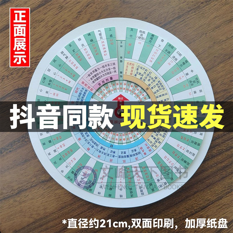 【正版书籍】中医辨证施治表 圆盘 施治盘纸盘自学表自查盘学习研究辩证盘双面旋转中医基础理论子午流注罗盘脏腑辩 直径21cm 正品