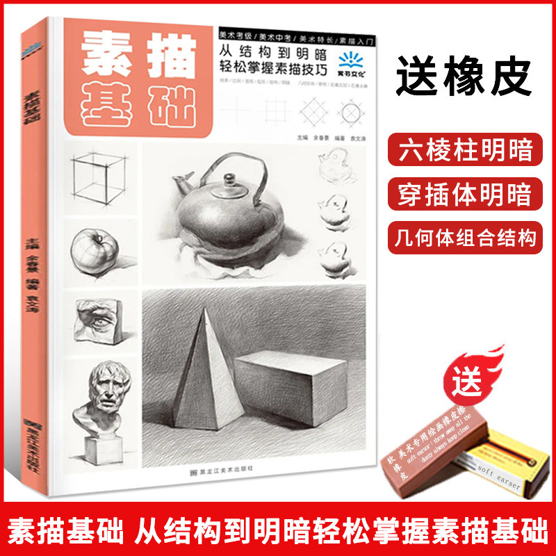 素描基础入门教程书籍临摹画册范本赏书文化余春景袁文涛单个组合写生照片绘画画美术课件铅笔手绘结构静物石膏几何体人物头像