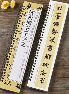 隋智永楷书千字文毛笔书法字帖真书经典碑帖书法临摹字卡原大版简体旁注活页近距离临摹字卡