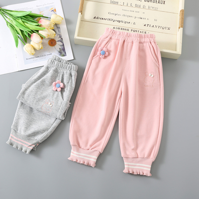 1-5岁女宝宝运动裤春秋季长裤女童春装卫裤宽松休闲婴儿束脚裤棉4