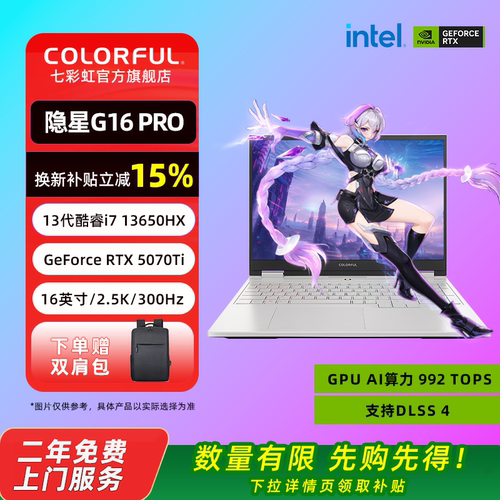 【全国可用换新补贴】七彩虹 隐星G16 13代酷睿i7-13650HX搭载RTX 5070Ti 高刷300Hz 16寸电竞游戏笔记本电脑