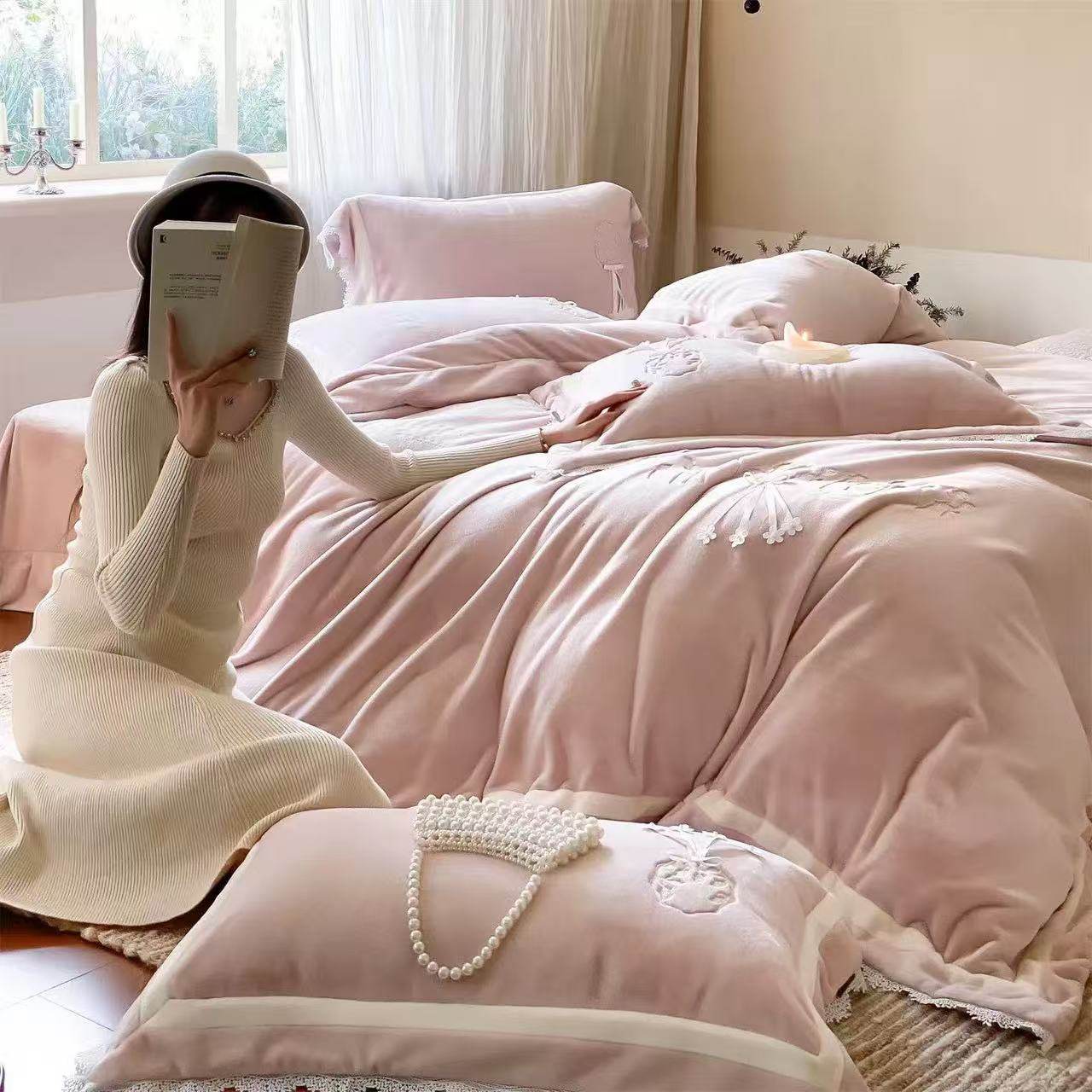 2026新款A类高端牛奶绒四件套简约水貂绒冬季加厚保暖床上用品,床上用品,床品套件/四件套/多件套,淘宝优惠券,粉丝福利购,淘宝优惠卷