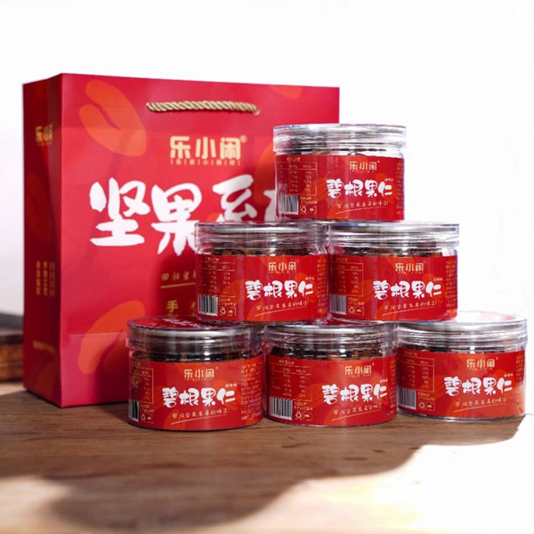 新货上市 乐小闲碧根果仁肉奶香味净重80g*6罐拎袋装坚果炒货包邮