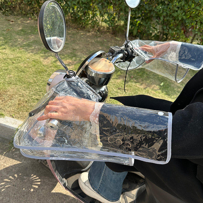电动车电瓶车摩托车三轮车防水手把套秋冬款防雨罩保暖透明把套罩