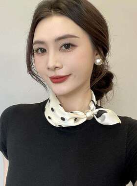 2025新款春夏季薄款珍珠项链磁吸扣懒人丝巾女吊坠围脖锁骨链丝巾