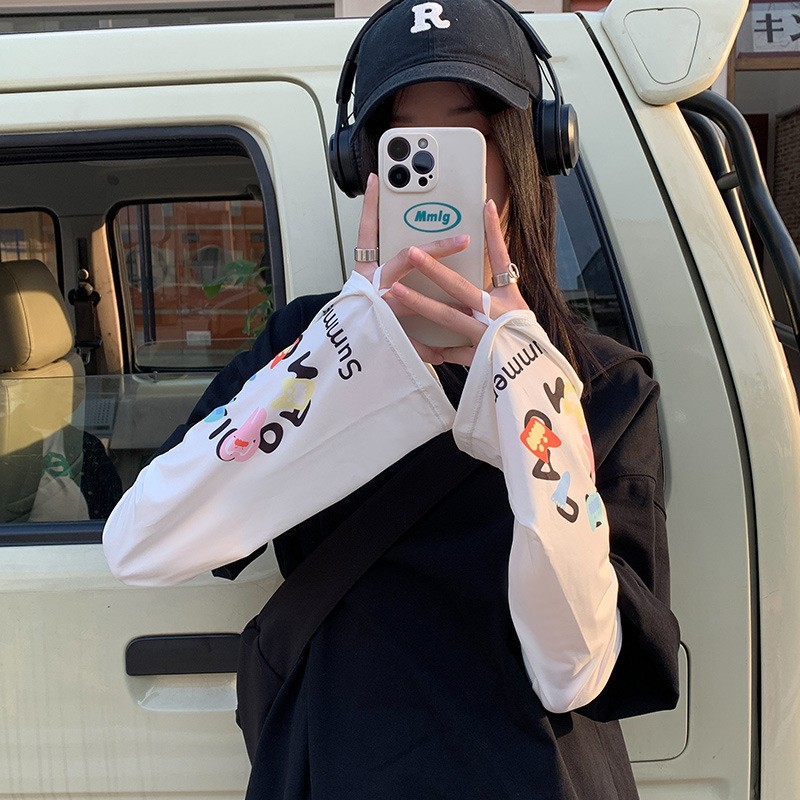 大尺码宽松蝴蝶冰袖防晒女款夏季防晒冰丝袖套开车抗UV护袖手袖