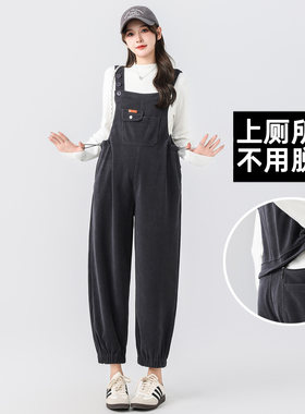 孕妇装秋冬加厚背带裤免脱长裤