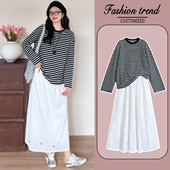 T恤半身裙春秋新款 孕妇春装 两件套 款 洋气潮妈孕妇装 套装 外穿时尚