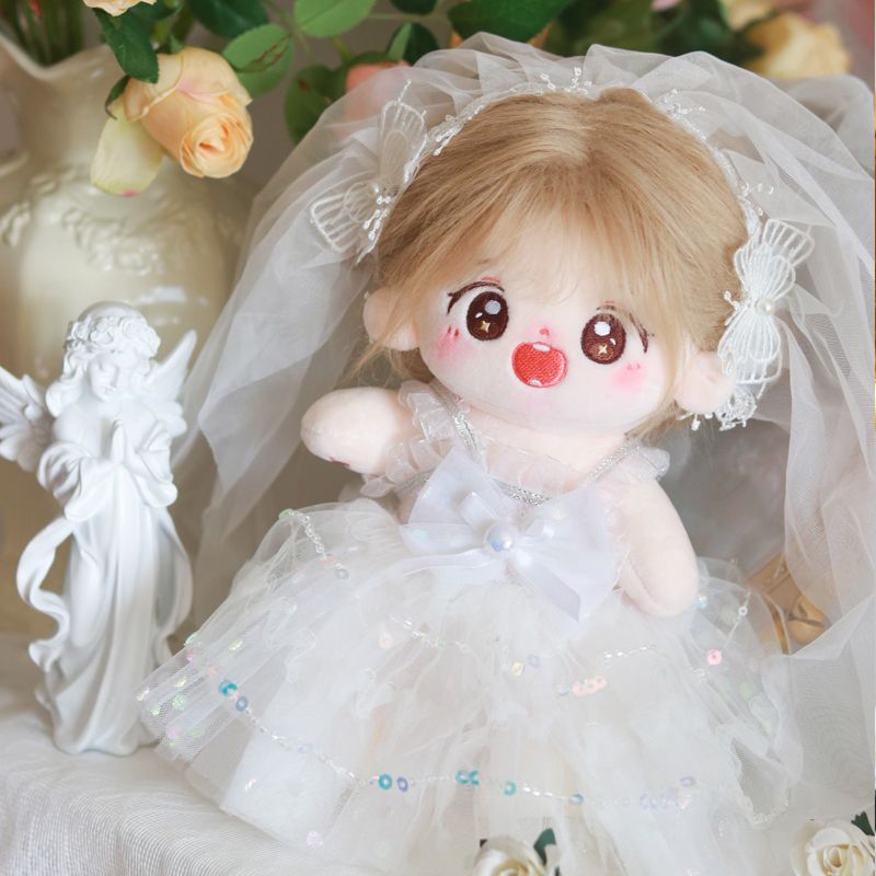 20cm棉花娃娃女娃衣服婚纱礼服连衣裙子毛绒公仔玩偶换装原创现货