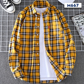 春秋格子衬衫 衬衣青年寸衫 男长袖 中年宽松磨毛商务休闲加肥加大码