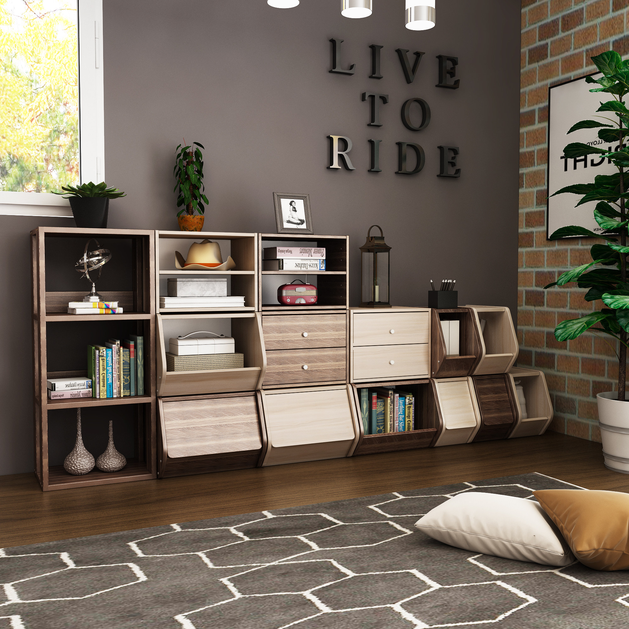 收纳柜格子柜小柜书柜储物柜日韩式自由组合柜经济型书架柜杂物柜