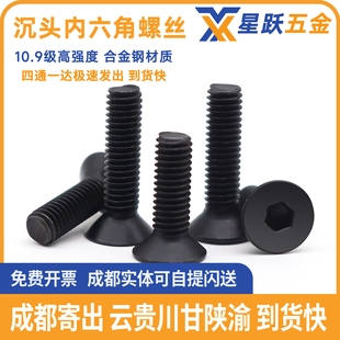 高强度合金钢发黑10.9级沉头内六角螺丝M2 M24沉头螺栓平杯螺钉