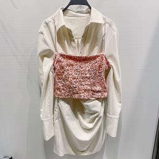 你的呵呵Scarlett 欧尼女神设计感显瘦收腰褶皱衬衫裙