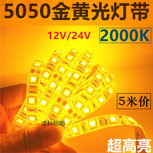 金黄光灯带12V24V5050超亮防水
