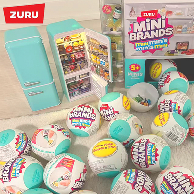 ZURU迷你冰箱仿真过家家微缩食玩盲盒套装mini五倍惊喜冰箱球玩具