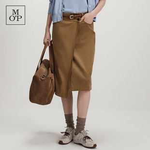 Marc O'Polo/MOP2026春季新款高级绒面不对称设计感半裙女半身裙