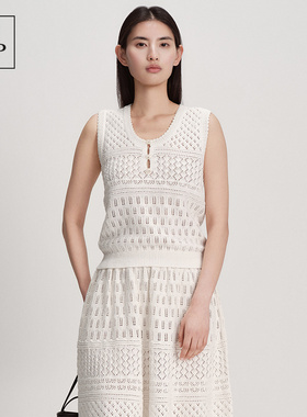 Marc O'Polo/MOP26夏季新款亚麻混纺设计时尚长袖镂空背心女上衣