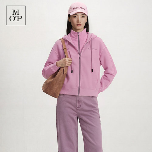 MOP简约连帽宽松开衫卫衣外套女