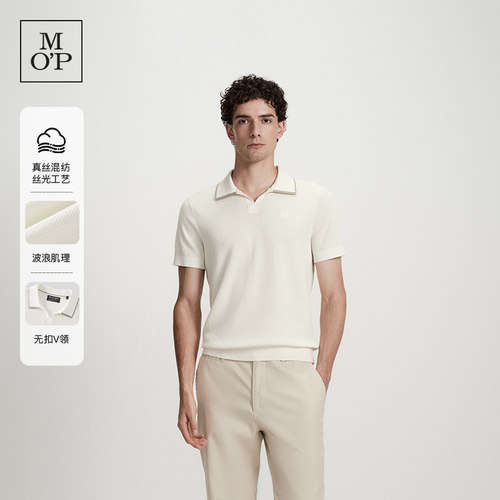 MOP桑蚕丝混纺肌理毛织Polo衫男