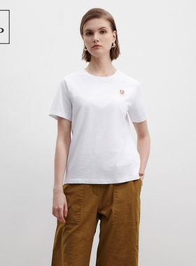 Marc O'Polo/MOP2025夏季新款简约百搭小刺绣花朵上衣女士短袖T恤