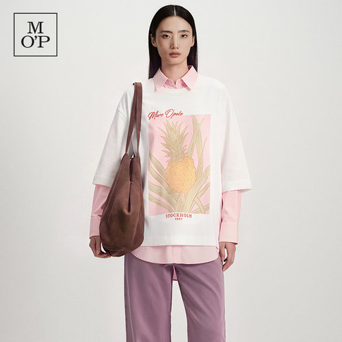 MOP大菠萝印花莱赛尔半袖T恤女
