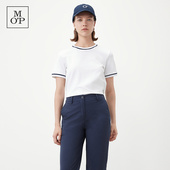 撞色简约圆领弹性修身 Polo2025夏季 Marc 新款 时尚 短袖 T恤女上衣