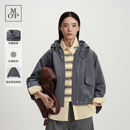 MOP设计感机能连帽夹克外套女