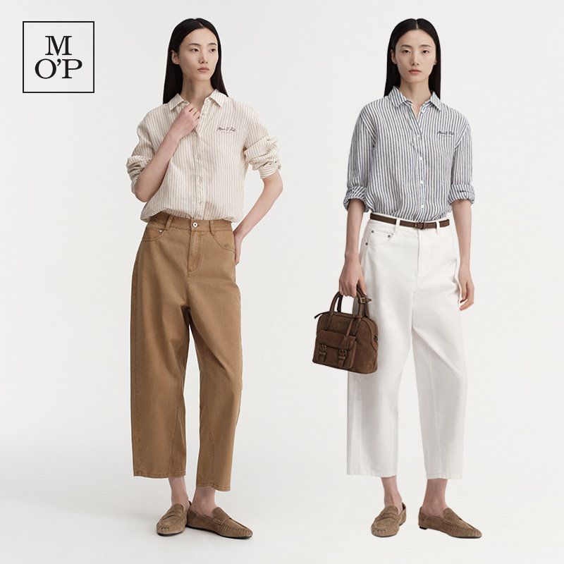 MOP度假慵懒风条纹衬衫女