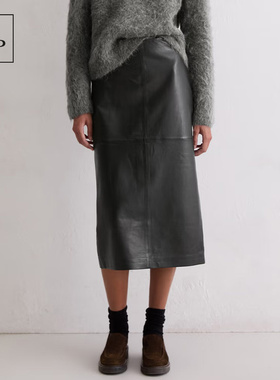 Marc O'Polo/MOP2026春季新款时尚高级黑色皮质设计半裙女半身裙