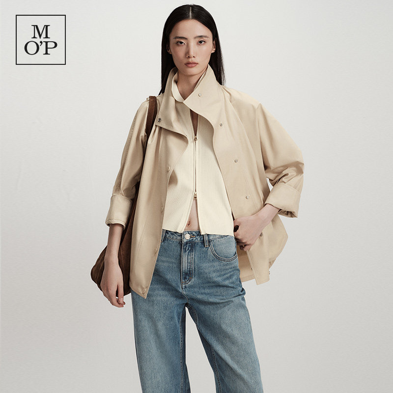 Marc O'Polo/MOP26春季新款时髦设计廓形短款立领风衣夹克女外套