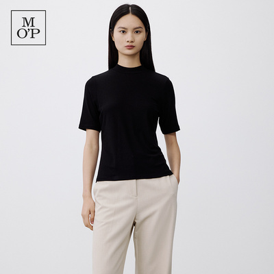 MOP半高领宽松短袖T恤女
