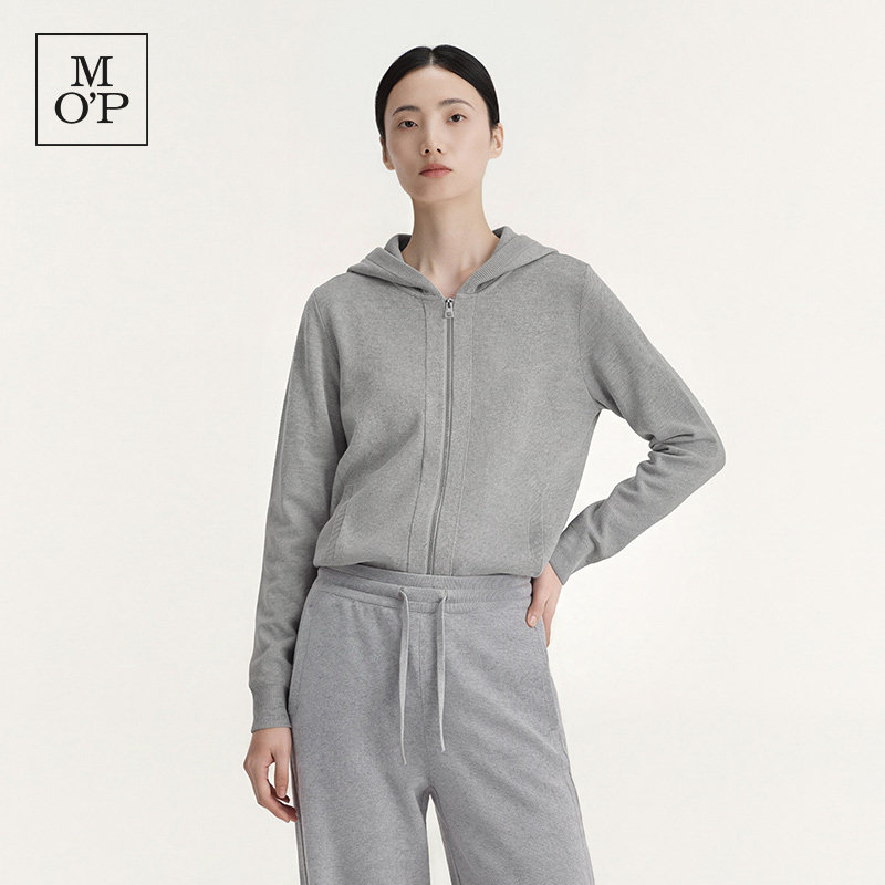Marc O'Polo/MOP2026冬新款连帽针织开衫女纯棉休闲毛衣外套