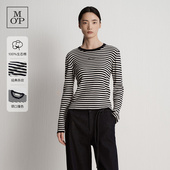 100%生态棉圆领条纹长袖 Polo Marc MOP2025秋季 新品 毛织套头衫