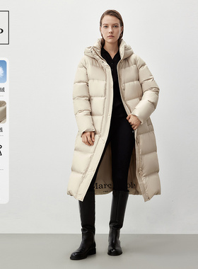 Marc O'Polo/MOP冬季新款高级时尚宽松黑色长款保暖羽绒服外套女