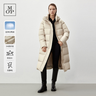 MOP冬季 Polo 新款 高级时尚 保暖羽绒服外套女 Marc 宽松黑色长款