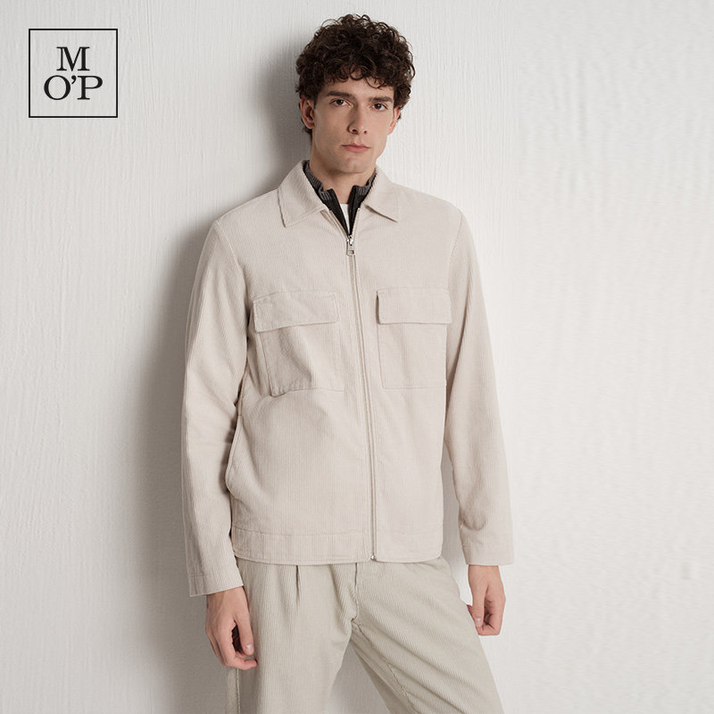 Marc O'Polo/MOP冬季新款休闲纯棉粗条灯芯绒双贴带衬衫式外套男