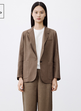 Marc O'Polo/MOP 夏季新款气质亚麻宽松西服一粒扣度假休闲西装女