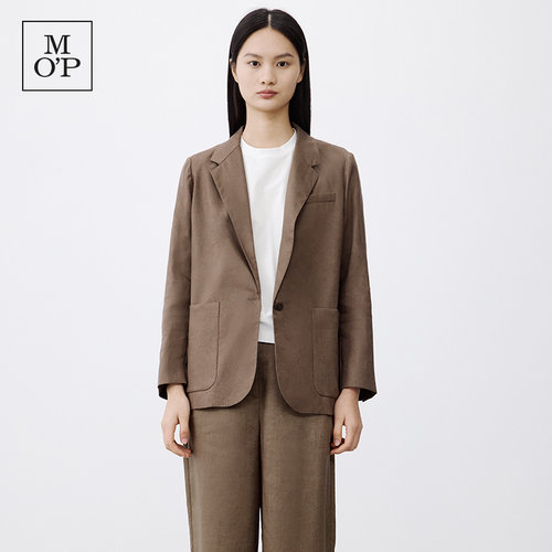 Marc O'Polo/MOP 夏季新款气质亚麻宽松西服一粒扣度假休闲西装女