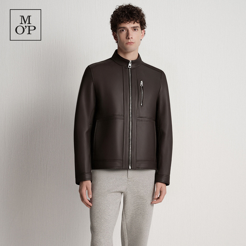 Marc O'Polo/MOP2025冬季新款立领头层羊皮皮衣男士真皮夹克上衣