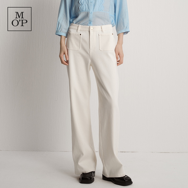 Marc O'Polo/MOP 2025冬季新款前贴袋装饰高腰直筒耐磨牛仔裤女士
