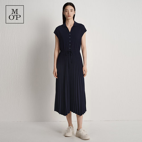 MOP夏新款简约黑色连衣裙女