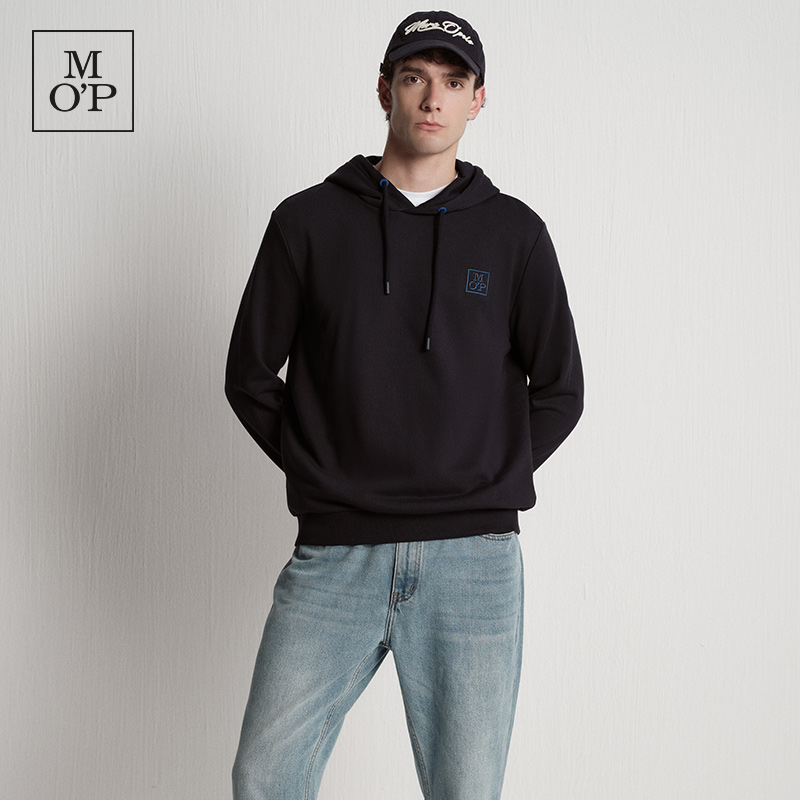 Marc O'Polo/MOP2025秋季新款全棉350G毛圈布连帽3D刺绣基础卫衣